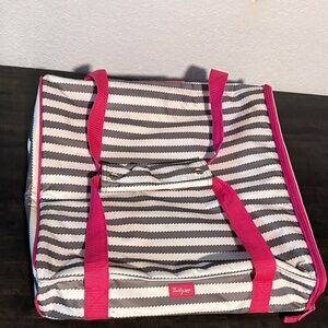 Thirty One White Gray Pink Thermal Insulated Pizza Bag